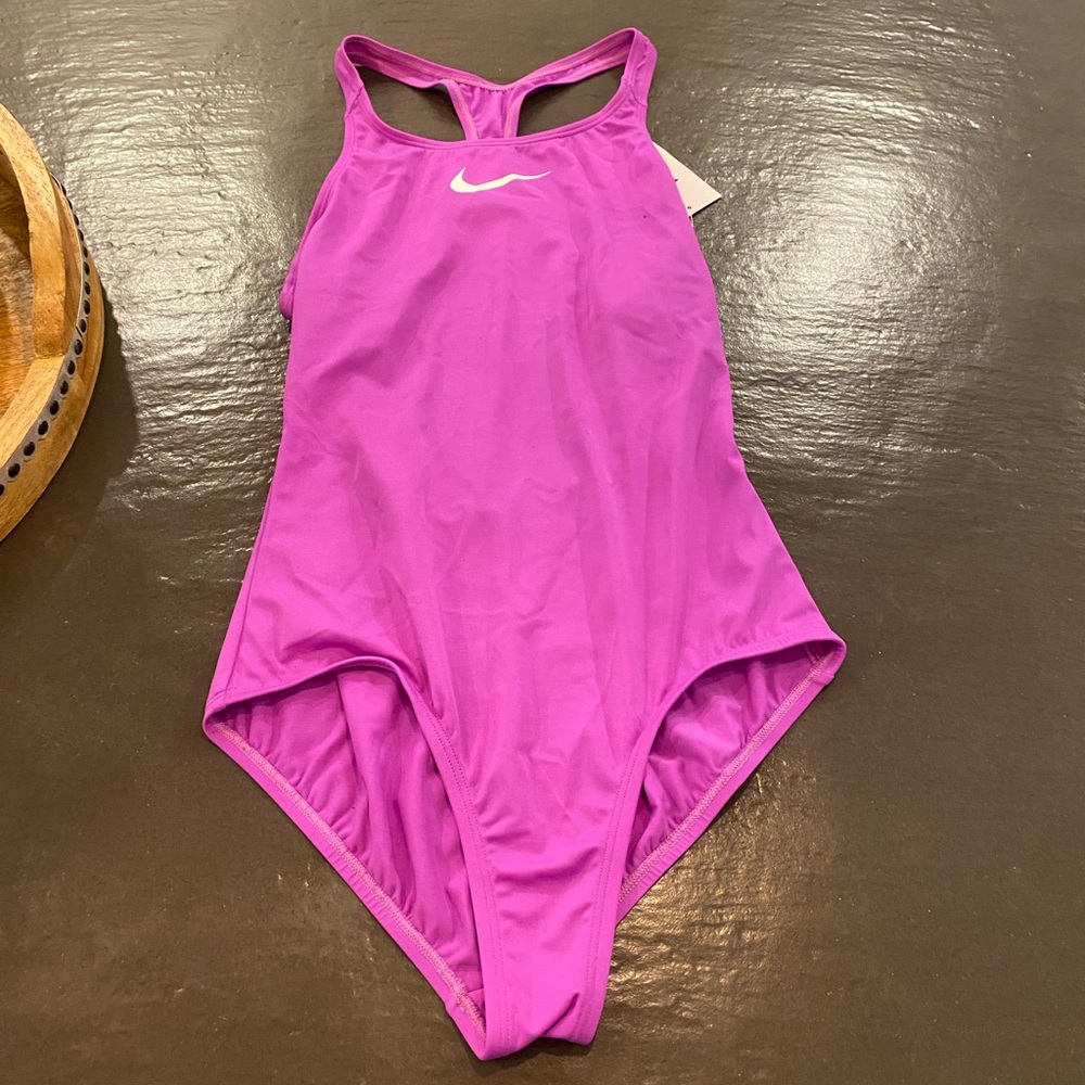 Magenta Nike bathing suit, one piece with open back